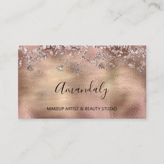 Carte De Visite Rose d'événement Influencer Rose Gold Glass (Devant)