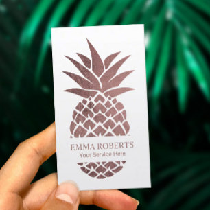 Carte De Visite Rose d'événements Gold Pineapple Chef personnel