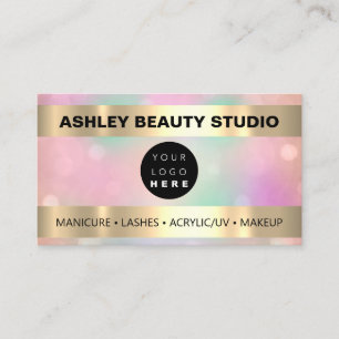 Carte De Visite Rose d'or du logo du coiffeur à ongles