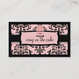 Carte De Visite Rose doux de glaçage de petit gâteau de la cerise