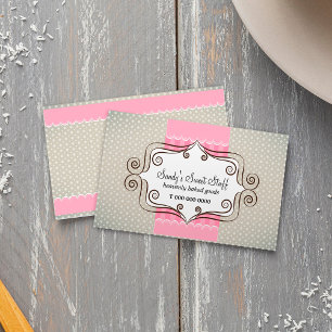 Carte De Visite Rose doux et Pois