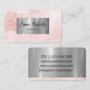 Carte De Visite Rose Elegant Encre d'alcool design Parties scintil