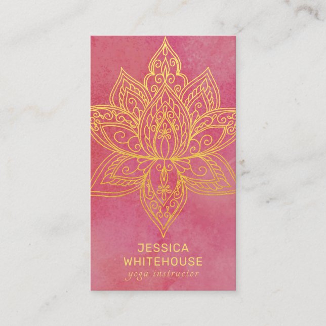 Carte De Visite Rose élégant Gold Lotus Flower  (Devant)