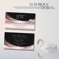 Rose élégant Noir d'or avec Monogramme et Diamant