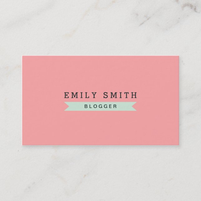 Carte De Visite Rose en pastel de médias sociaux souples et bleu (Devant)
