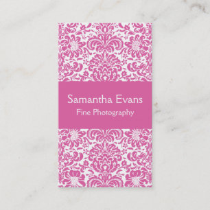 Carte de visite rose et blanc de damassé
