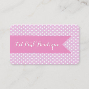 Carte de visite rose et blanc de pois