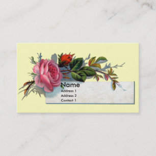 Carte De Visite Rose et bourgeon de rose victoriens