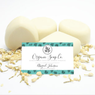 Carte De Visite Rose et Feuille dessinés à la main Artiste Turquoi