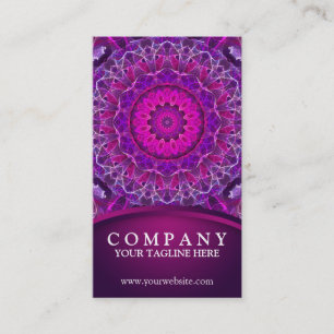Carte De Visite Rose et mandala rougeoyant pourpre - conception