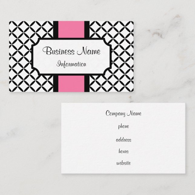 Carte de visite rose et noir customisé (Devant / Derrière)