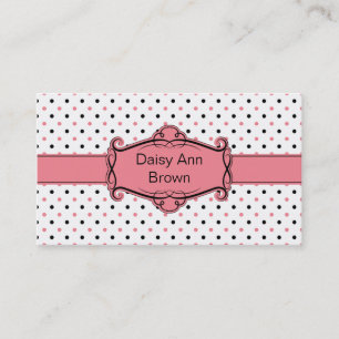 Carte de visite rose et noir de pois