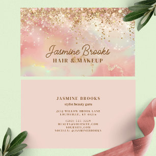 Carte De Visite Rose et Or Paillettes Professionnel 