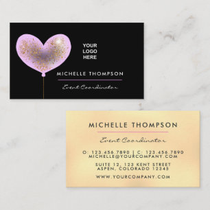 Carte de visite rose et or pour entreprise