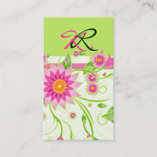 Carte De Visite Rose et vert Abstrait design floral 4