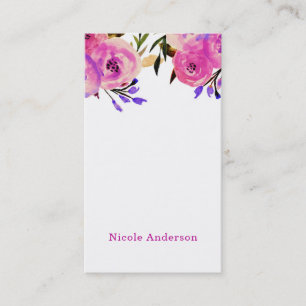 Carte De Visite Rose et violet brillant Floral moderne Chic Bold