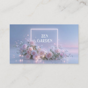 Carte De Visite Rose Éthérée aux Joues Rosées Florale et Lueur Pas