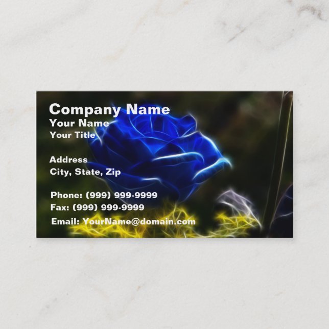 Carte De Visite Rose extraordinaire et unique de bleu (Devant)