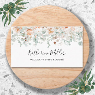 Carte De Visite Rose Fleur Rustique Eucalyptus Floral 