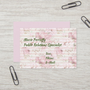 Carte de visite rose floral avec bandes