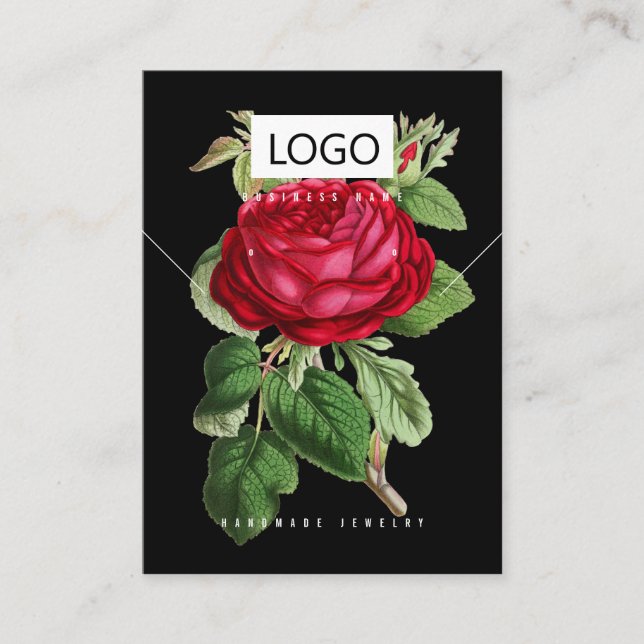 Carte De Visite Rose Floral Bijoux Boucles d'oreilles Collier Disp (Devant)