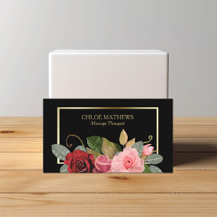 Carte De Visite Rose Floral Gold Frame Professional