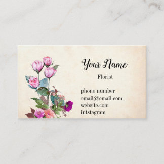 Carte De Visite Rose floral illustré par cru