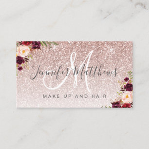 Carte De Visite Rose Floral Parties scintillant or maquillage Arti