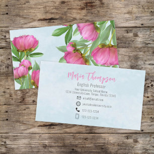 Carte De Visite Rose Floral Professionnel Élégant Personnalisé