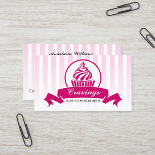 Carte De Visite Rose foncé de boulangerie stylisée de petit gâteau
