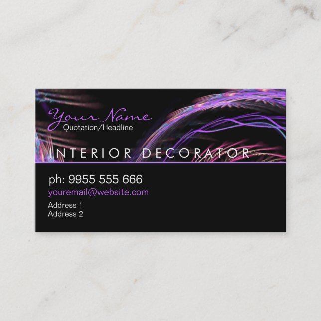 Carte de visite rose fractal (Devant)