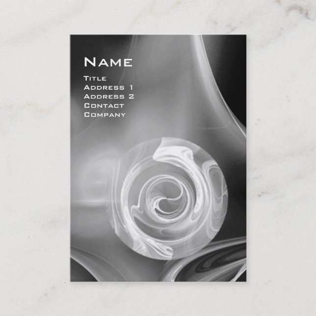 Carte De Visite ROSE FRACTAL 4 MONOGRAM noir blanc gris (Devant)
