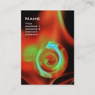 Carte De Visite ROSE FRACTAL 4 MONOGRAS bleu vif bleu vert