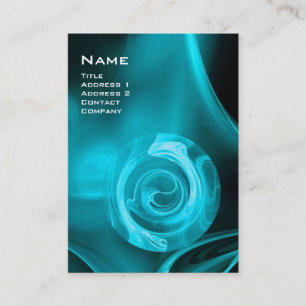 Carte De Visite ROSE FRACTAL 4 MONOGRAS bleu vif noir blanc