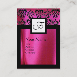 CARTE DE VISITE ROSE FUCHSIA SOIE DOMMASQUE VÊTEMENT, MONOGRAMME C
