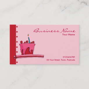 Carte de visite rose gâteau rouge et rose