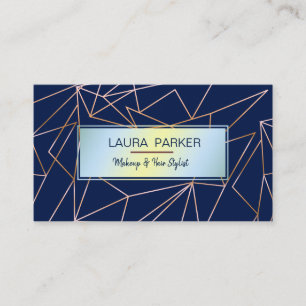 Carte De Visite Rose géométrique bleu Gold Construction profession