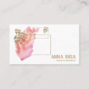 Carte De Visite Rose géométrique et aquarelle de pêche d'or chi