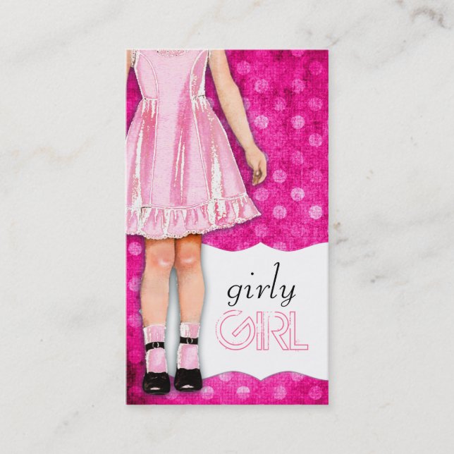 Carte De Visite Rose Girly de poupée de fille de la (Devant)