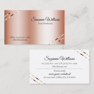 Carte De Visite Rose Gold avec lignes scintillantes Classy et Élég