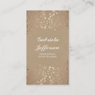 Carte De Visite Rose Gold Baby's Breath Floral Vintage Élégant