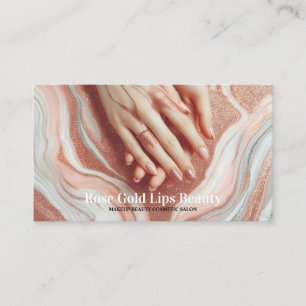 Carte De Visite Rose Gold Belle femme maquillage ongle