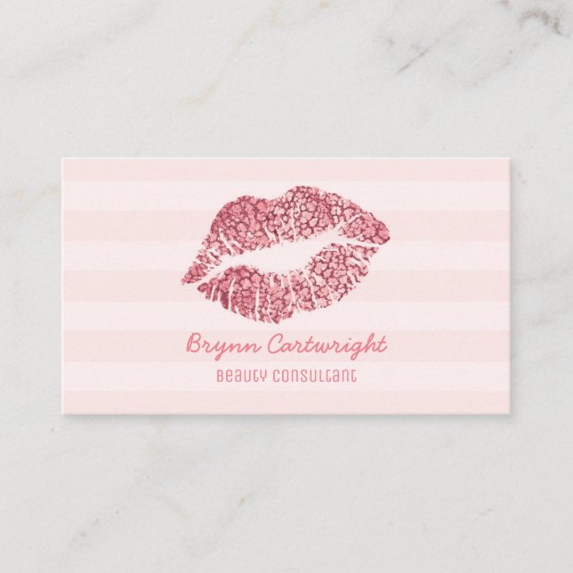 Carte De Visite Rose Gold Blush rose lèvres maquillage beauté cons (Devant)