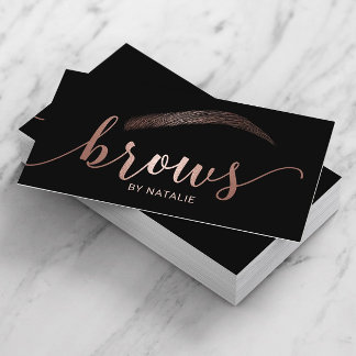 Carte De Visite Rose Gold Brows Microblading Salon Typographie