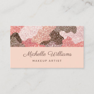 Carte De Visite Rose Gold Camouflage Faux Parties scintillant Prof