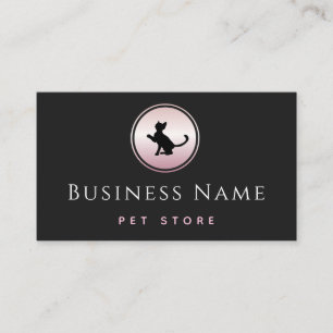 Carte De Visite Rose Gold Chat Logo Animaux de compagnie Fournitur