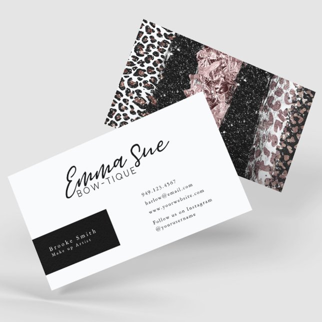 Carte De Visite Rose Gold Cheetah Empreinte de léopard Élégant (Créateur téléchargé)