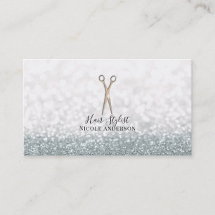 Carte De Visite Rose Gold Ciseaux White Parties scintillant Hair S