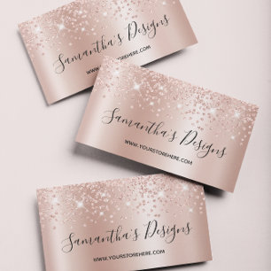 Carte De Visite Rose Gold Confetti Pailleté Ombre Boutique en Lign