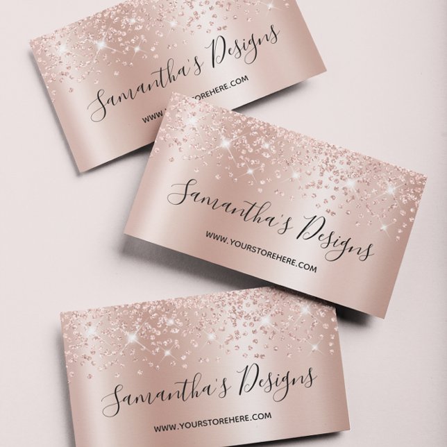 Carte De Visite Rose Gold Confetti Parties scintillant Ombre Bouti (Rose Gold Business Cards)